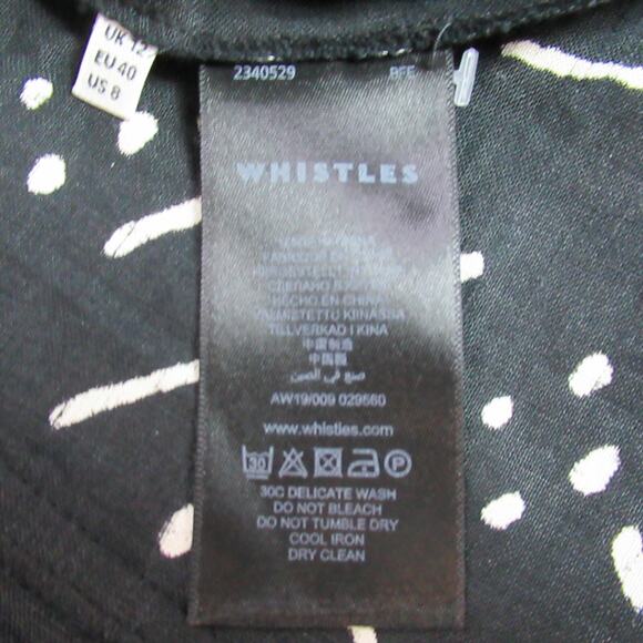 WHISTLES Skirt Womens Sz 8 Black Kuba Print 100% Linen Button Front Midi Tribal - Picture 8 of 10
